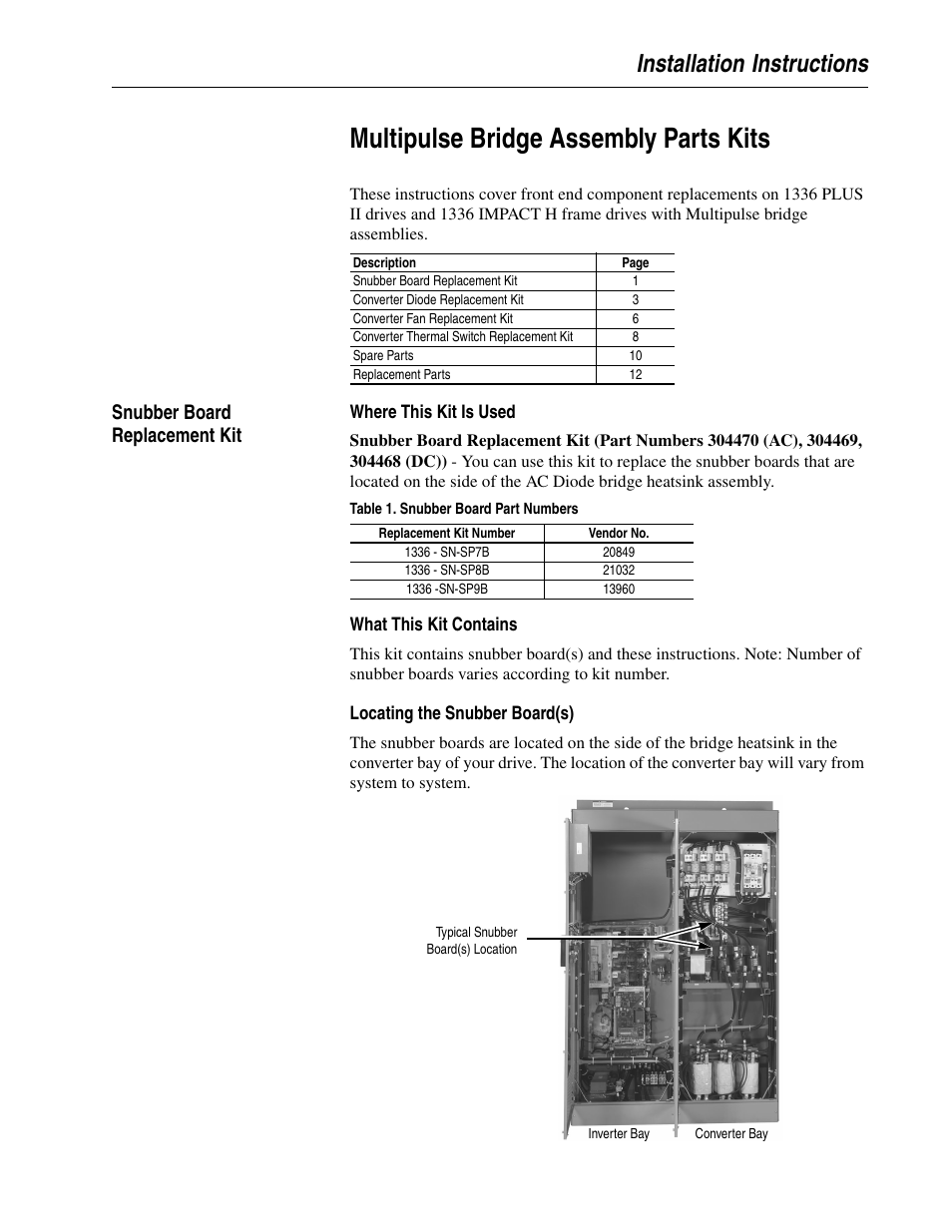 Rockwell Automation 1336S_E Drive Multipulse Bridge Assembly User Manual | 14 pages