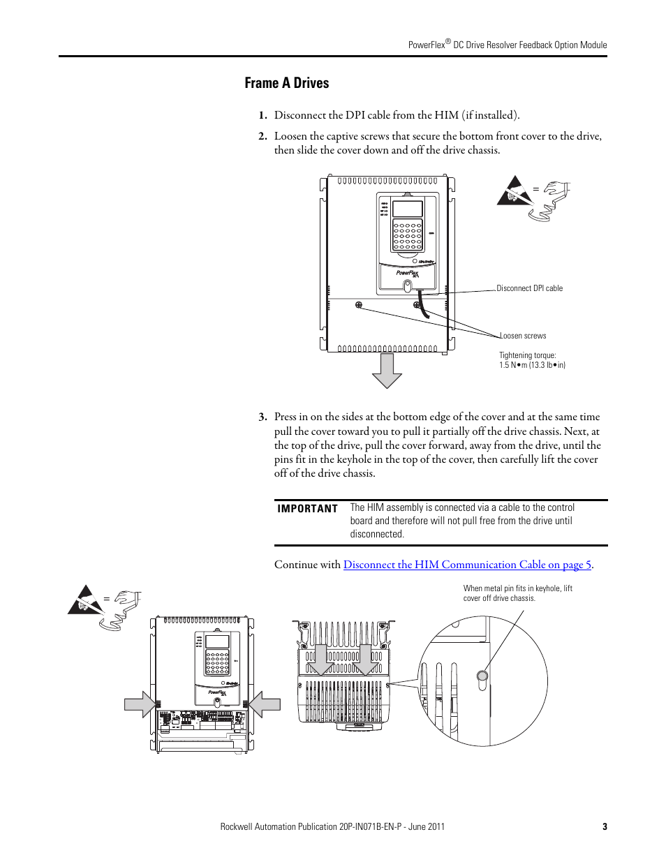 Frame a drives | Rockwell Automation 20P-RES-A0 PowerFlex DC Drive Resolver Feedback Option Module User Manual | Page 3 / 18