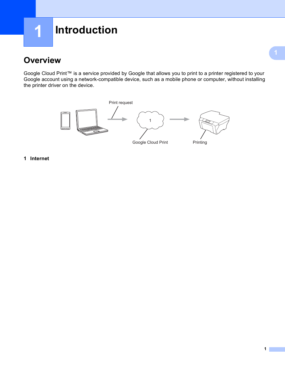 1 introduction, Overview, Introduction | Brother Google Cloud Print Version 0 User Manual | Page 4 / 13