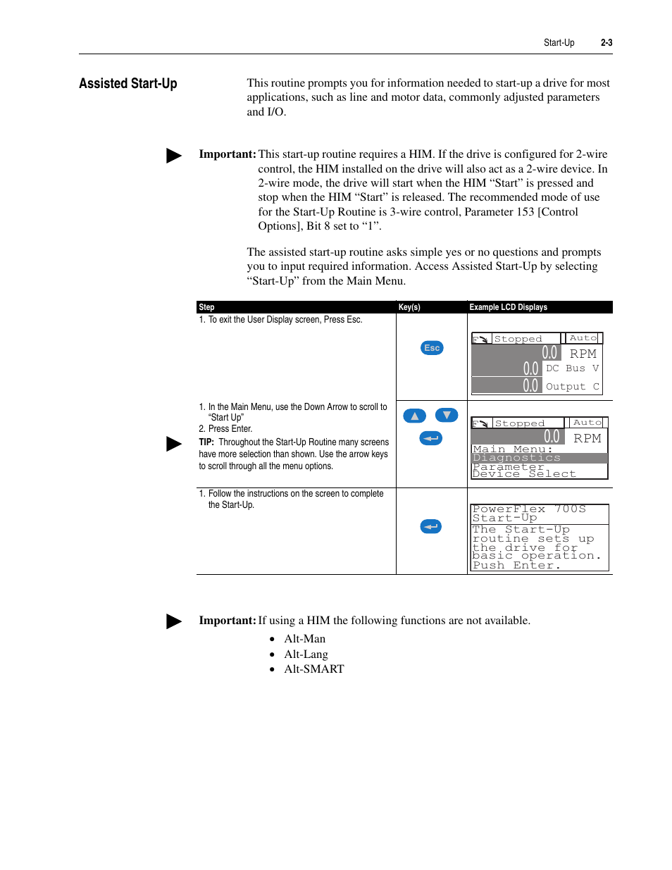 Assisted start-up, Assisted start-up -3 | Rockwell Automation 20D PowerFlex 700S Drive Ph I Control, Frames 1...11 User Manual | Page 53 / 248