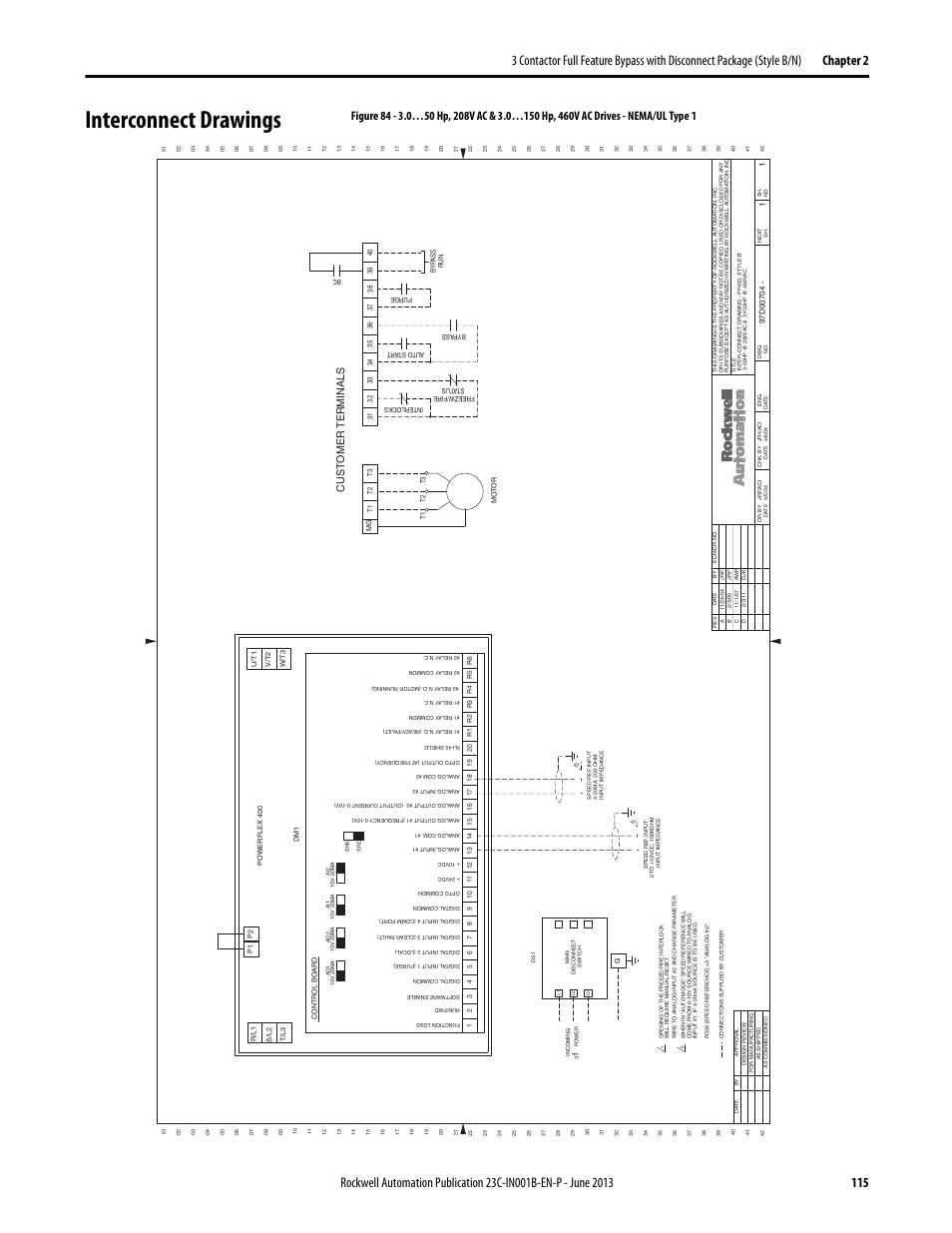 Interconnect drawings, Figure 84, 97d00704 | Cust omer terminals | Rockwell Automation 23C PowerFlex 400 AC Drive Packages for Fan & Pump Apps User Manual | Page 115 / 202