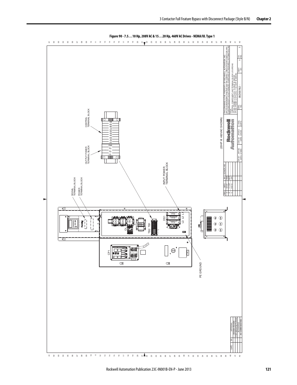 95d00762, Conn2 conn1, Of f | Rockwell Automation 23C PowerFlex 400 AC Drive Packages for Fan & Pump Apps User Manual | Page 121 / 202