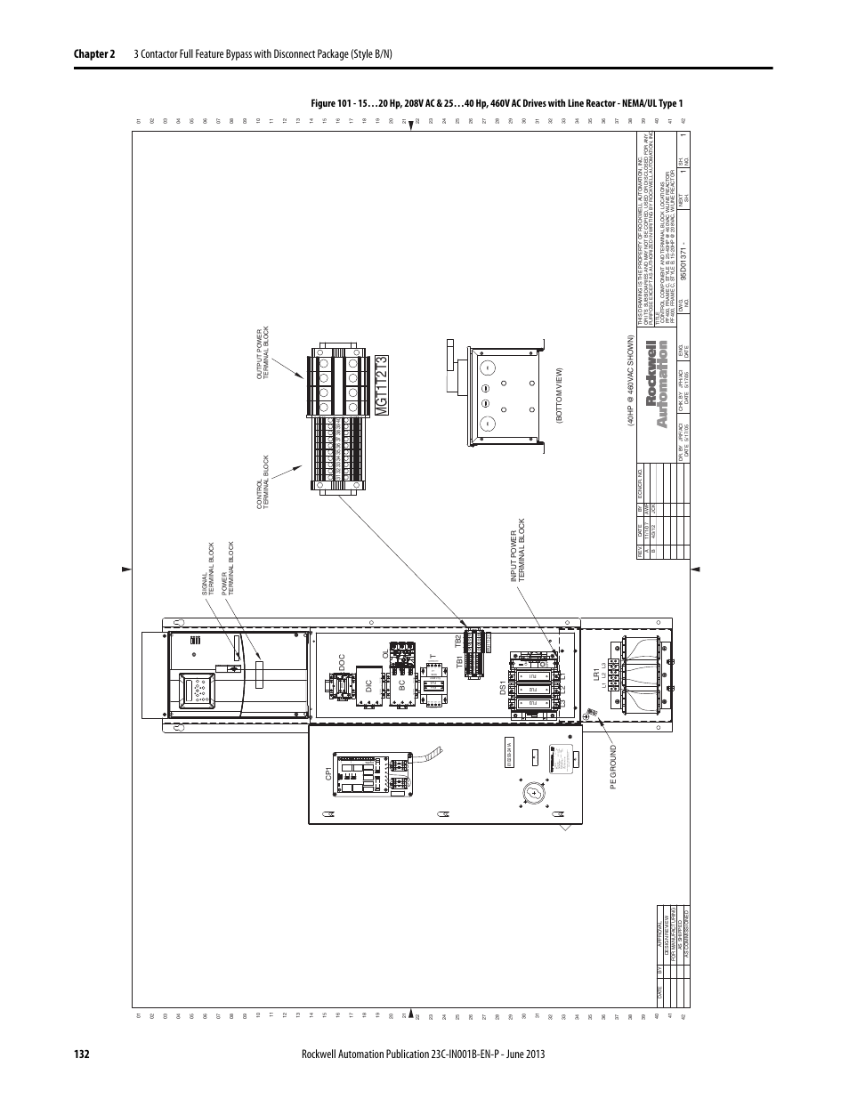 95d01371, Mg t2 t1 t3, Allen-br adle y | Rockwell Automation 23C PowerFlex 400 AC Drive Packages for Fan & Pump Apps User Manual | Page 132 / 202