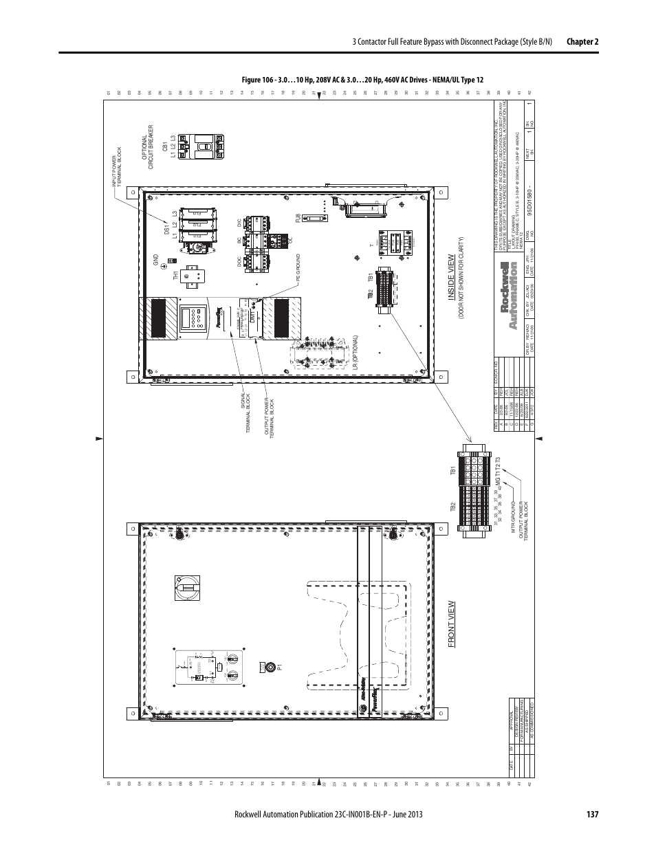 95d01580, Drive, Purge | Byp ass ru n test byp ass drive, Trip byp ass | Rockwell Automation 23C PowerFlex 400 AC Drive Packages for Fan & Pump Apps User Manual | Page 137 / 202