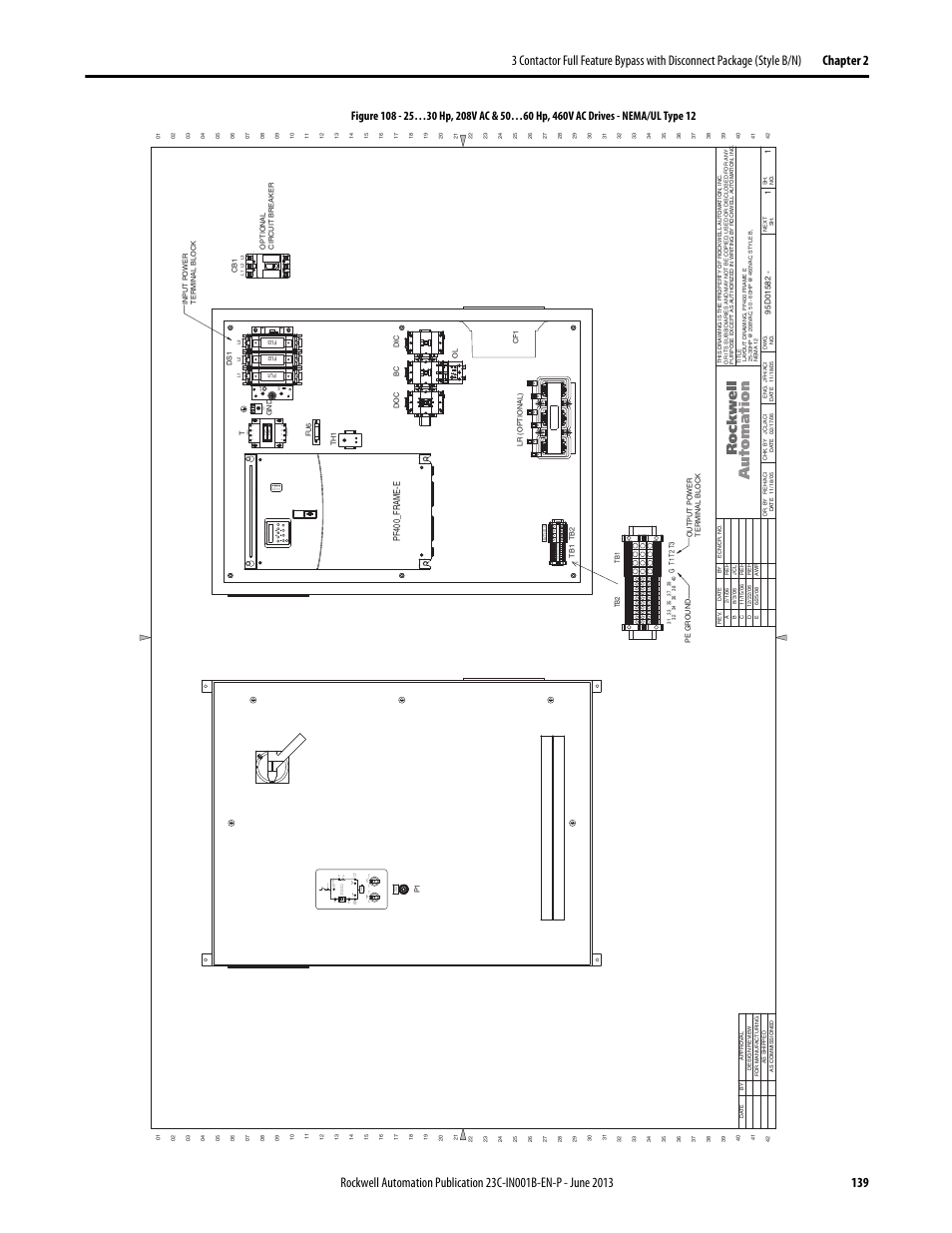 95d01582, Au -2 /0, H3 h4 h1 h2 primar y | F2 x1 x2 f1 s econd ar y, Por t mod net a net b | Rockwell Automation 23C PowerFlex 400 AC Drive Packages for Fan & Pump Apps User Manual | Page 139 / 202