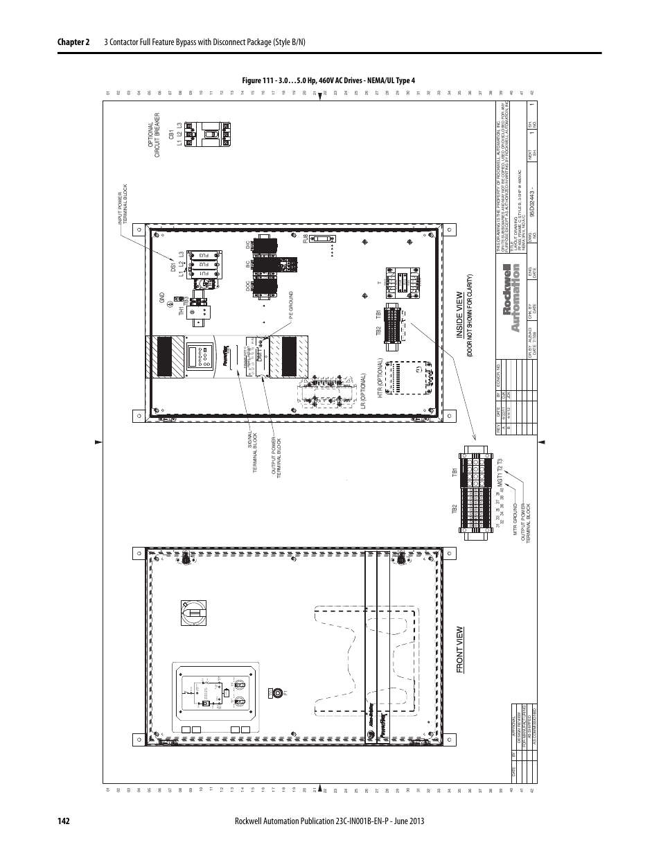 95d02443, Drive, Purge | Byp ass ru n test byp ass drive, Trip byp ass | Rockwell Automation 23C PowerFlex 400 AC Drive Packages for Fan & Pump Apps User Manual | Page 142 / 202