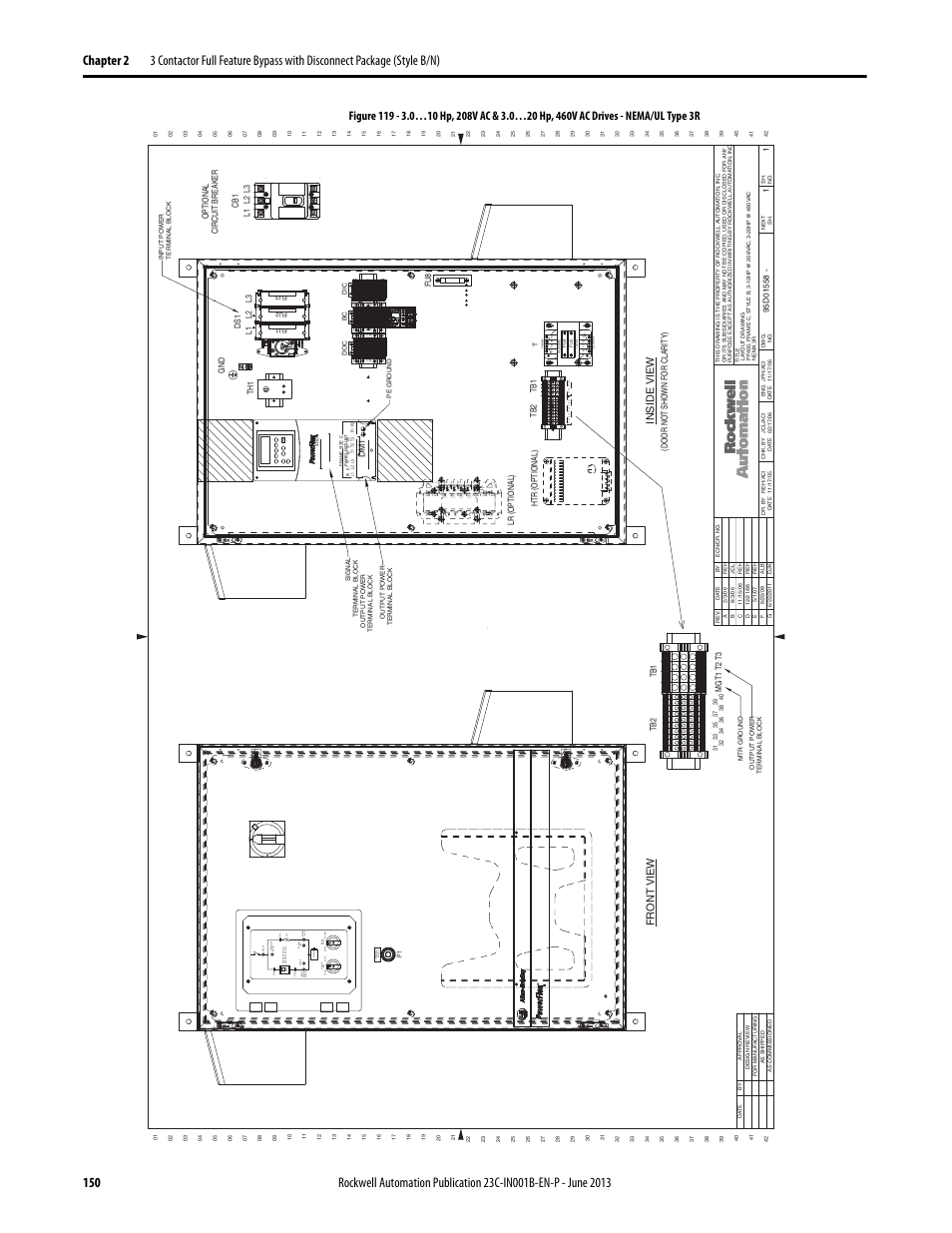 95d01558, Drive, Purge | Byp ass ru n test byp ass drive, Trip byp ass | Rockwell Automation 23C PowerFlex 400 AC Drive Packages for Fan & Pump Apps User Manual | Page 150 / 202