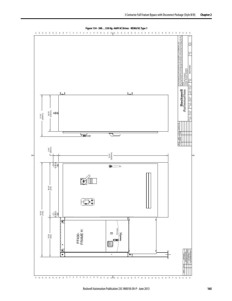 95d01869, Por t mod net a net b, Pf400- frame h | Rockwell Automation 23C PowerFlex 400 AC Drive Packages for Fan & Pump Apps User Manual | Page 165 / 202