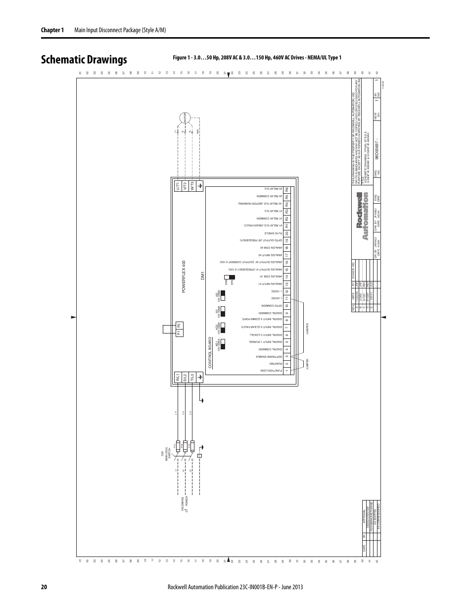 Schematic drawings, 98d00697 | Rockwell Automation 23C PowerFlex 400 AC Drive Packages for Fan & Pump Apps User Manual | Page 20 / 202