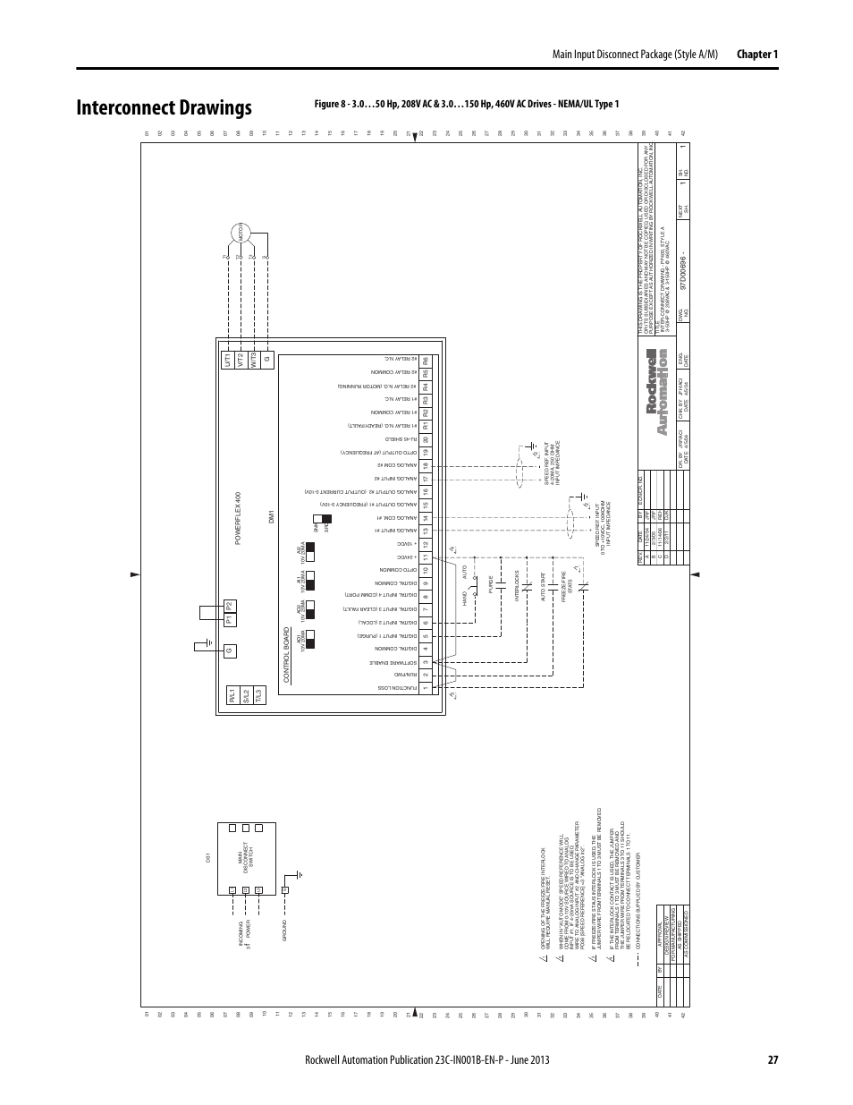 Interconnect drawings, Figure 8, 97d00696 | Rockwell Automation 23C PowerFlex 400 AC Drive Packages for Fan & Pump Apps User Manual | Page 27 / 202