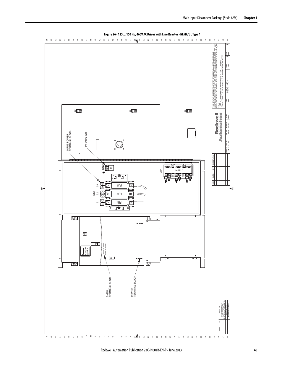 95d01370, Por t mod net a net b, Fu1 fu2 fu3 | Rockwell Automation 23C PowerFlex 400 AC Drive Packages for Fan & Pump Apps User Manual | Page 45 / 202