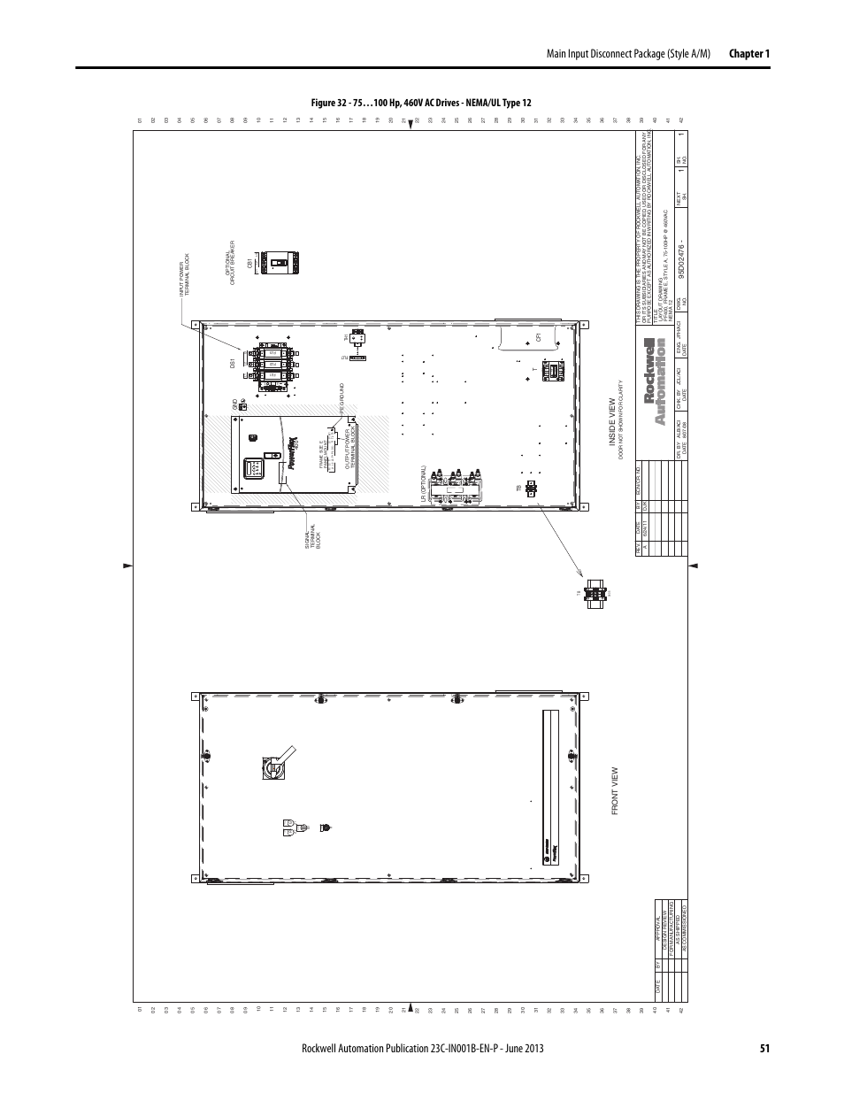 95d02476, 150v a primar y, Open interlock on po wer | Man a ut o off, Speed manu al au -2 /0 | Rockwell Automation 23C PowerFlex 400 AC Drive Packages for Fan & Pump Apps User Manual | Page 51 / 202