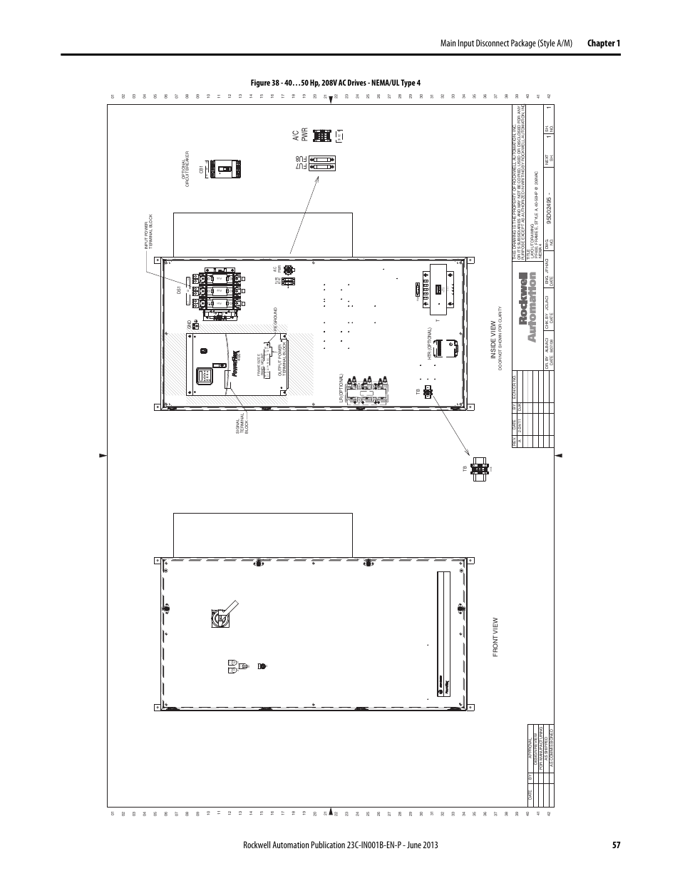 95d02495, Open interlock on po wer, Man a ut o off | Speed manu al au -2/0, X2 30 g, Fu7 pwr, A/c fu8 | Rockwell Automation 23C PowerFlex 400 AC Drive Packages for Fan & Pump Apps User Manual | Page 57 / 202