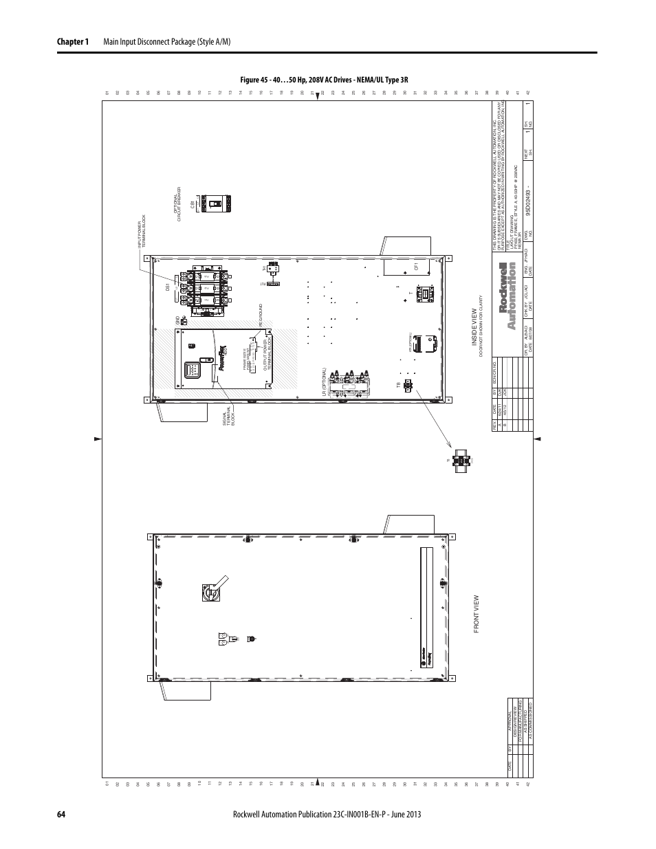 95d02493, 150v a primar y, Open interlock on po wer | Man a ut o off, Speed manu al au -2 /0 | Rockwell Automation 23C PowerFlex 400 AC Drive Packages for Fan & Pump Apps User Manual | Page 64 / 202