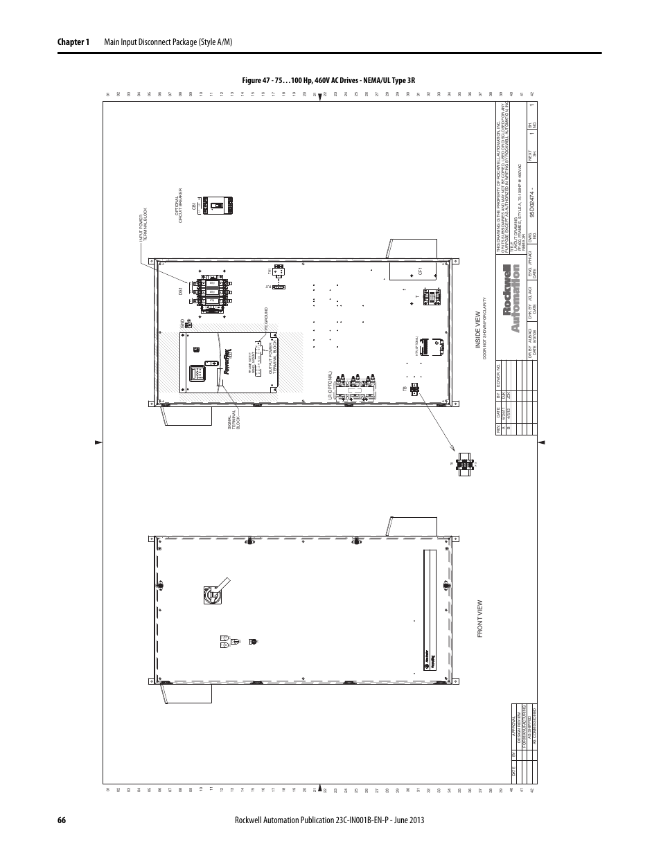 95d02474, 150v a primar y, Open interlock on po wer | Man a ut o off, Speed manu al au -2 /0 | Rockwell Automation 23C PowerFlex 400 AC Drive Packages for Fan & Pump Apps User Manual | Page 66 / 202