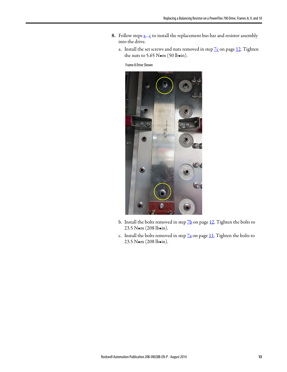 Rockwell Automation 20B Replacing a Balancing Resistor on a PowerFlex 700 Drive, Frames 8, 9, and 10 User Manual | Page 13 / 18