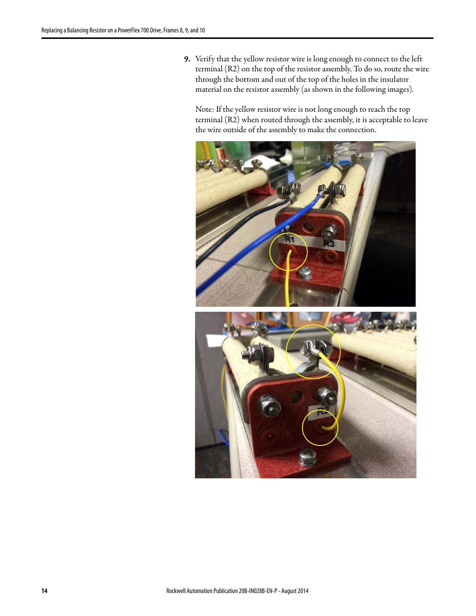 Rockwell Automation 20B Replacing a Balancing Resistor on a PowerFlex 700 Drive, Frames 8, 9, and 10 User Manual | Page 14 / 18
