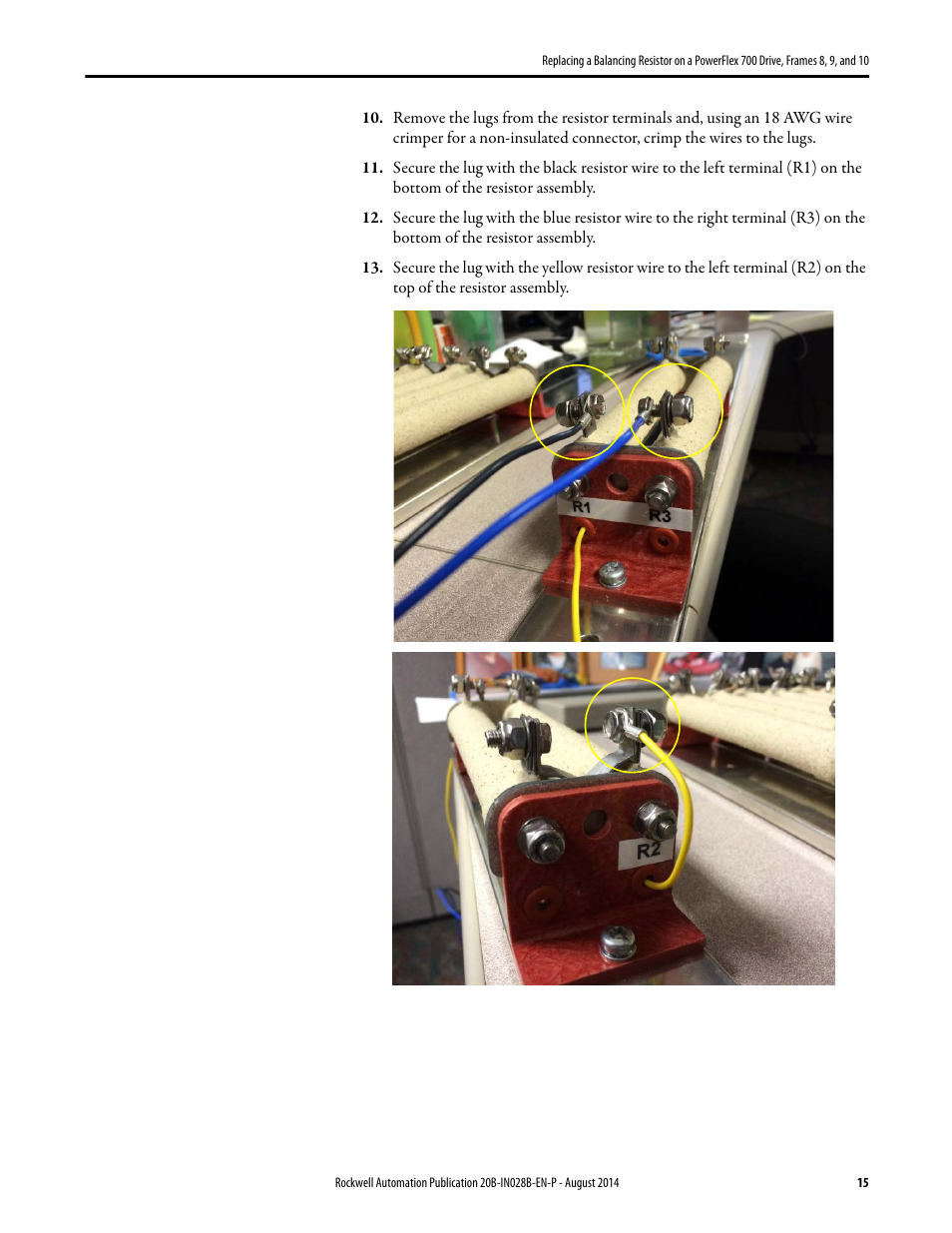 Rockwell Automation 20B Replacing a Balancing Resistor on a PowerFlex 700 Drive, Frames 8, 9, and 10 User Manual | Page 15 / 18