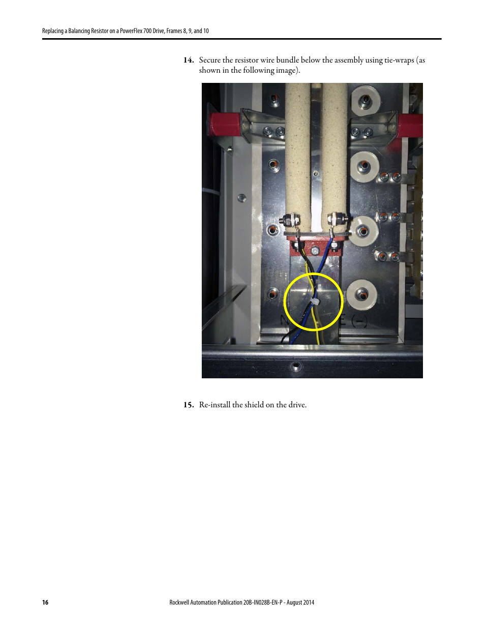 Rockwell Automation 20B Replacing a Balancing Resistor on a PowerFlex 700 Drive, Frames 8, 9, and 10 User Manual | Page 16 / 18