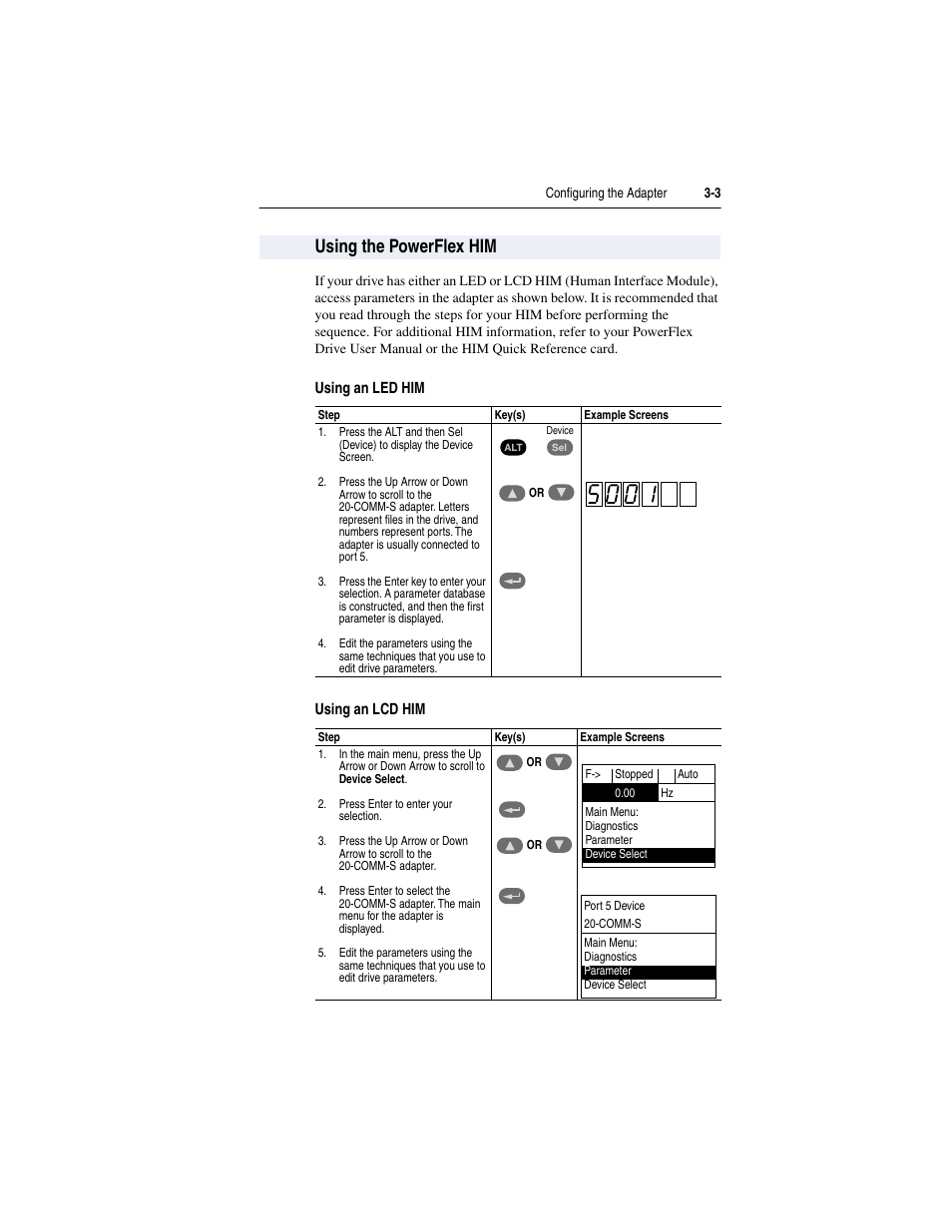 Using the powerflex him, Using the powerflex him -3 | Rockwell Automation 20-COMM-S RS-485 DF1 Adapter User Manual | Page 23 / 63