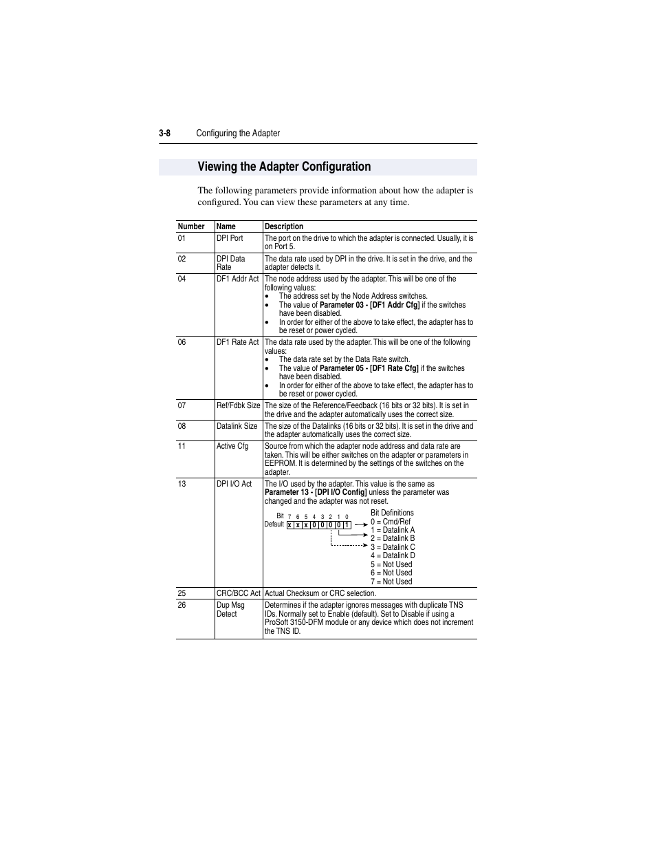 Viewing the adapter configuration, Viewing the adapter configuration -8 | Rockwell Automation 20-COMM-S RS-485 DF1 Adapter User Manual | Page 28 / 63