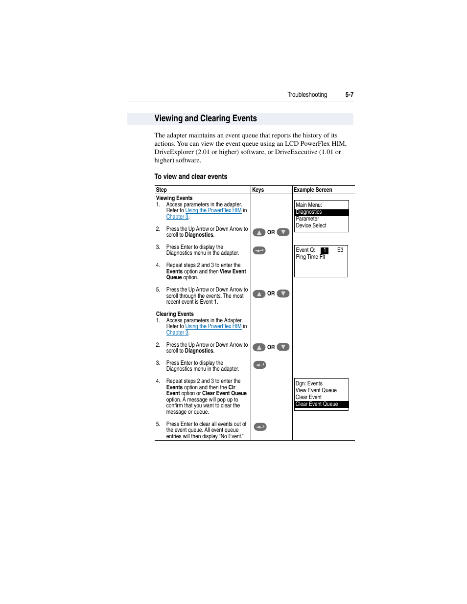 Viewing and clearing events, Viewing and clearing events -7 | Rockwell Automation 20-COMM-S RS-485 DF1 Adapter User Manual | Page 39 / 63