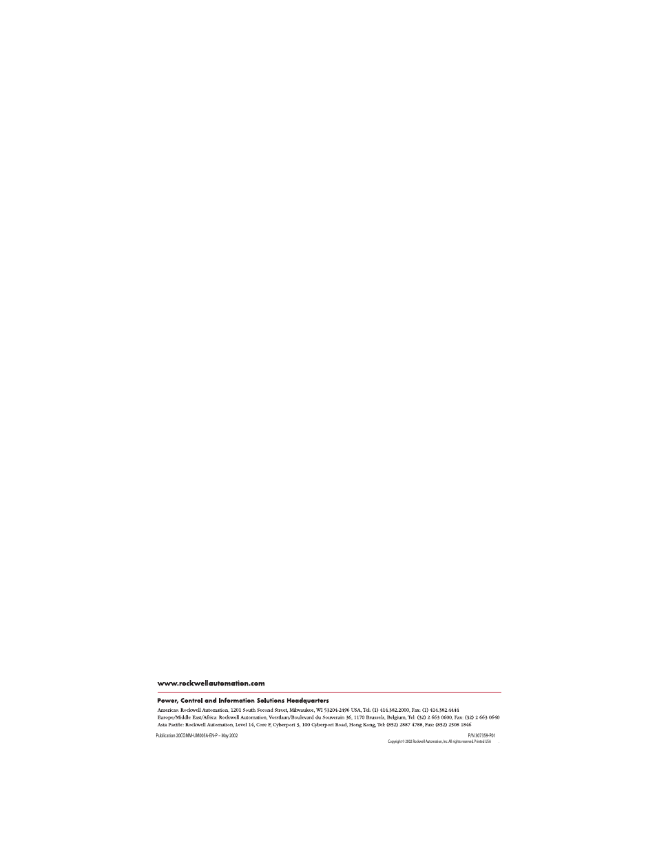 Back cover | Rockwell Automation 20-COMM-S RS-485 DF1 Adapter User Manual | Page 63 / 63