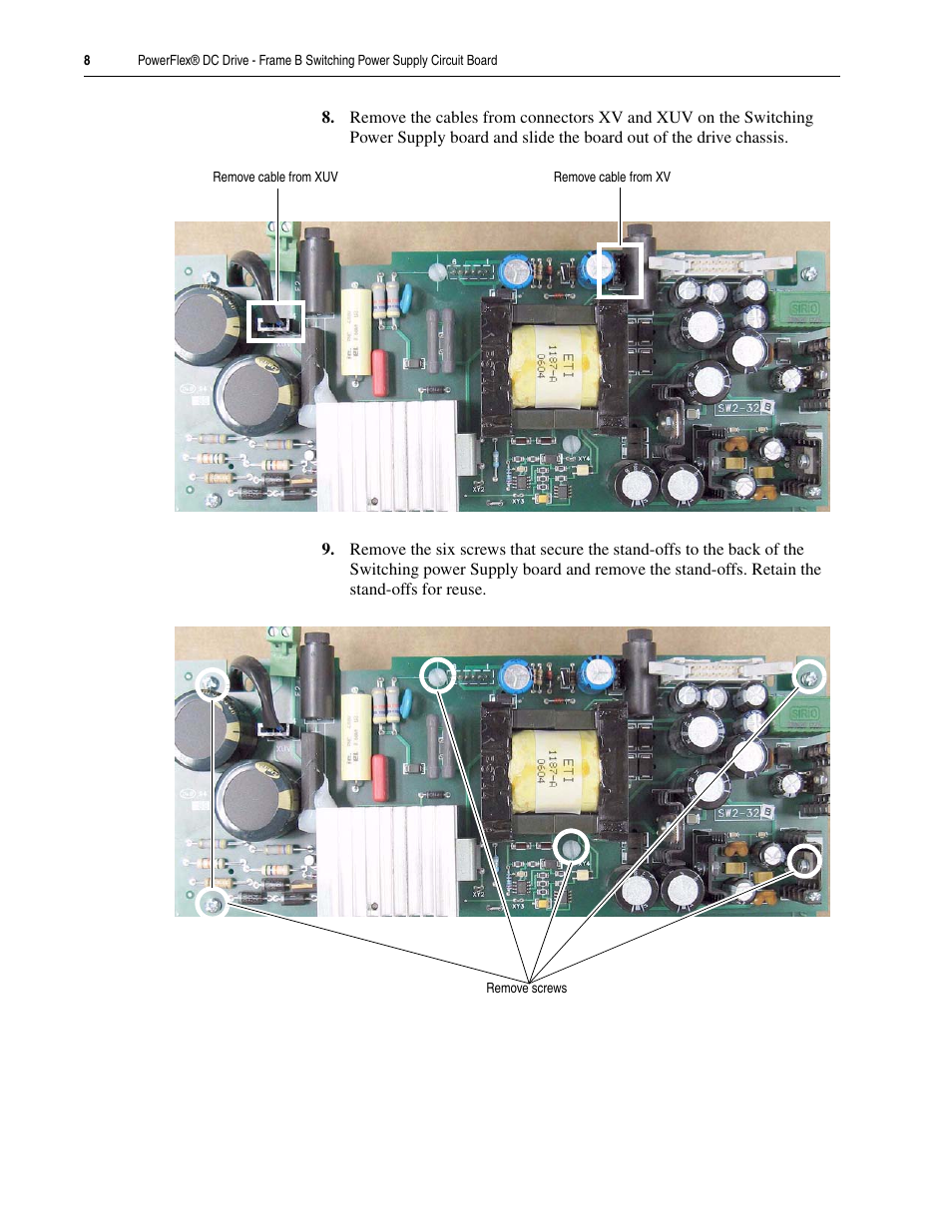 Rockwell Automation 20P PowerFlex DC Drive - Frame B Switching Power Supply Circuit Board User Manual | Page 8 / 10