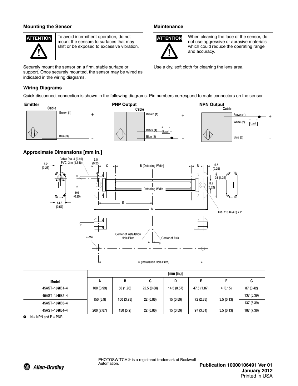 Rockwell Automation 45AST Area Array User Manual | Page 2 / 2