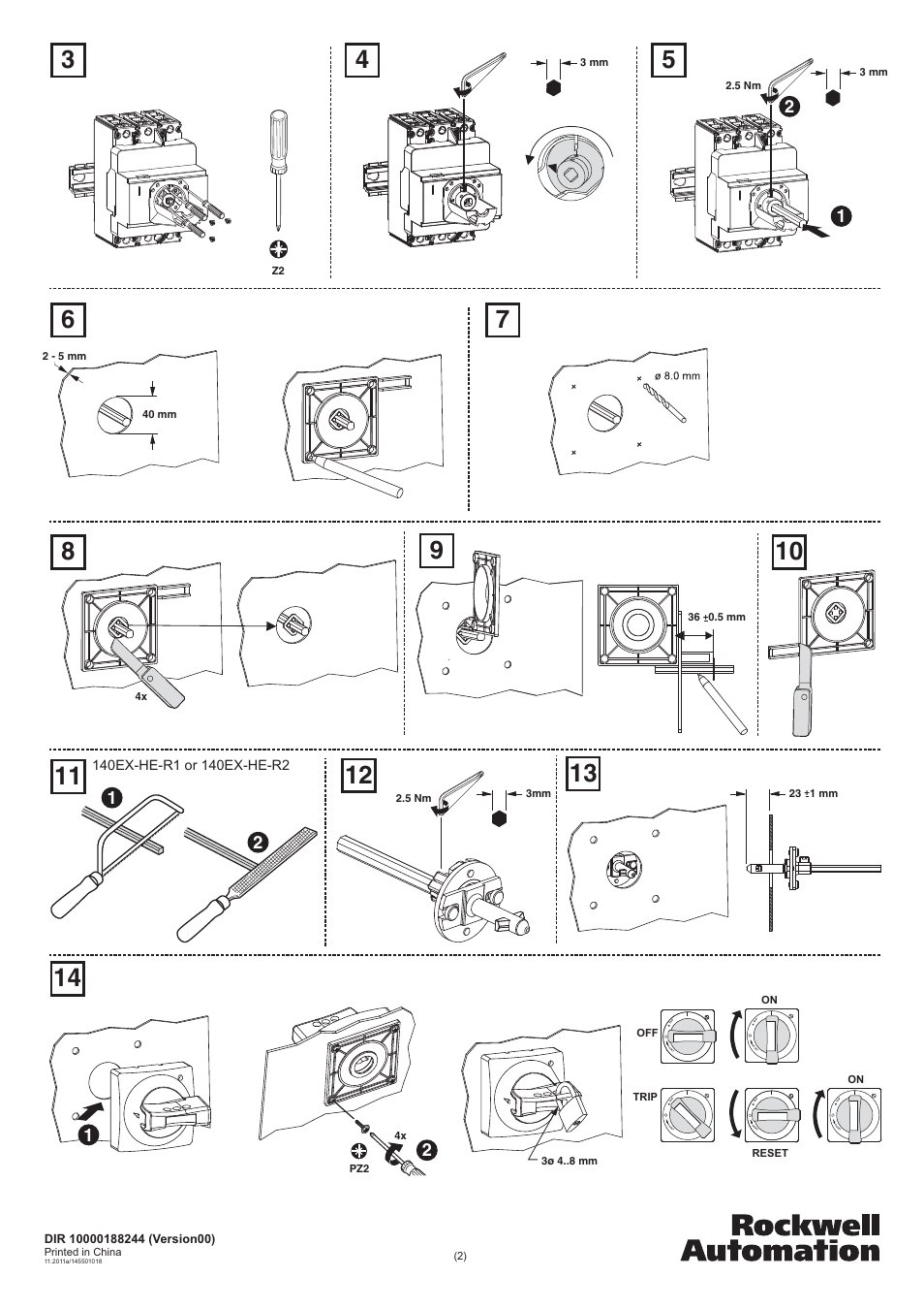 Rockwell Automation 140EX-HE-RMB Variable Depth Operating Mechanism User Manual | Page 2 / 2