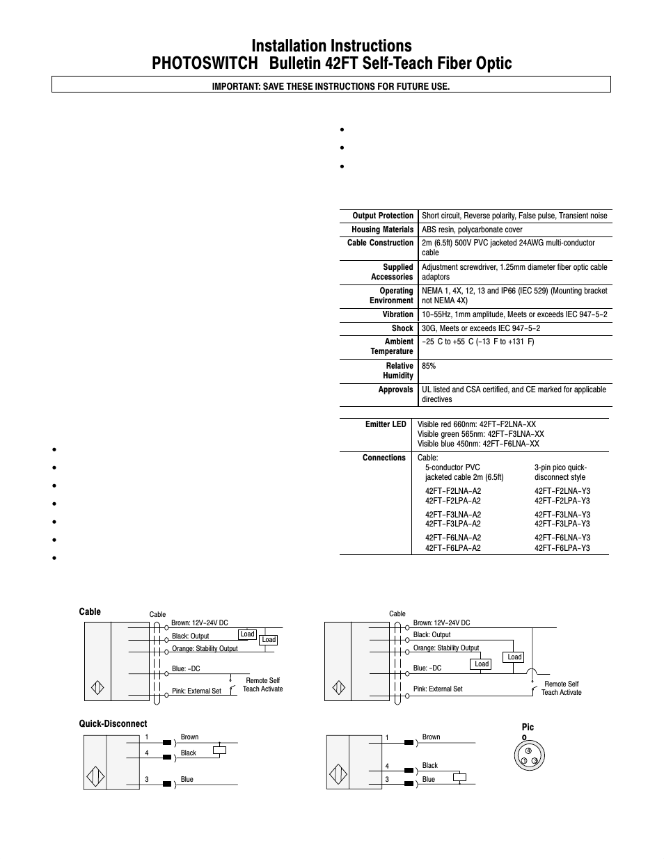 Rockwell Automation 42FT Self-Teach Fiber Optic User Manual | 4 pages