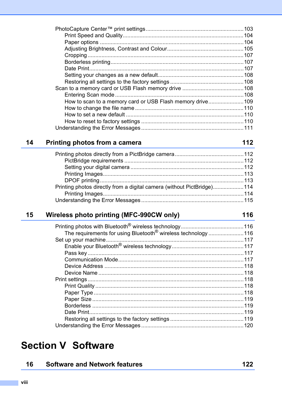 Brother MFC 990cw User Manual | Page 10 / 227