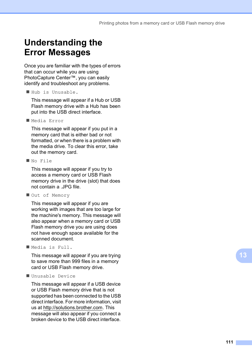 Understanding the error messages | Brother MFC 990cw User Manual | Page 123 / 227
