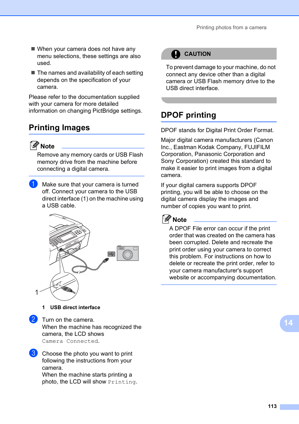 Printing images, Dpof printing, Printing images dpof printing | Brother MFC 990cw User Manual | Page 125 / 227