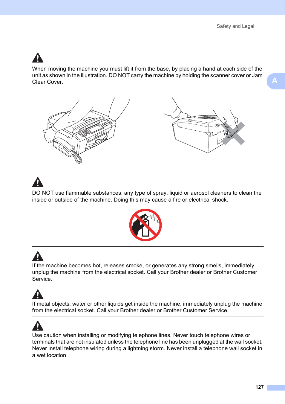 Safety and legal 127 | Brother MFC 990cw User Manual | Page 139 / 227