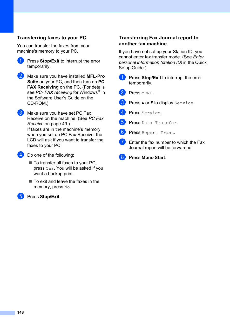 Transferring faxes to your pc | Brother MFC 990cw User Manual | Page 160 / 227