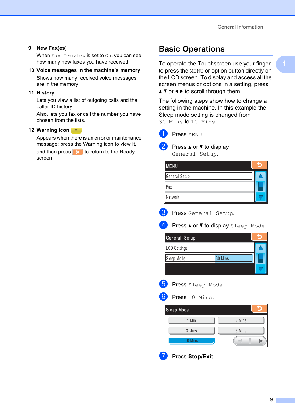 Basic operations | Brother MFC 990cw User Manual | Page 21 / 227