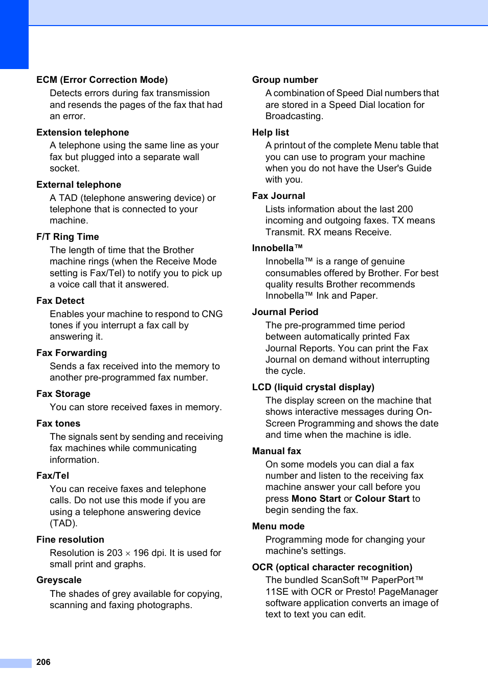 Brother MFC 990cw User Manual | Page 218 / 227