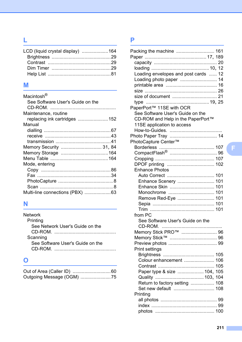 Brother MFC 990cw User Manual | Page 223 / 227