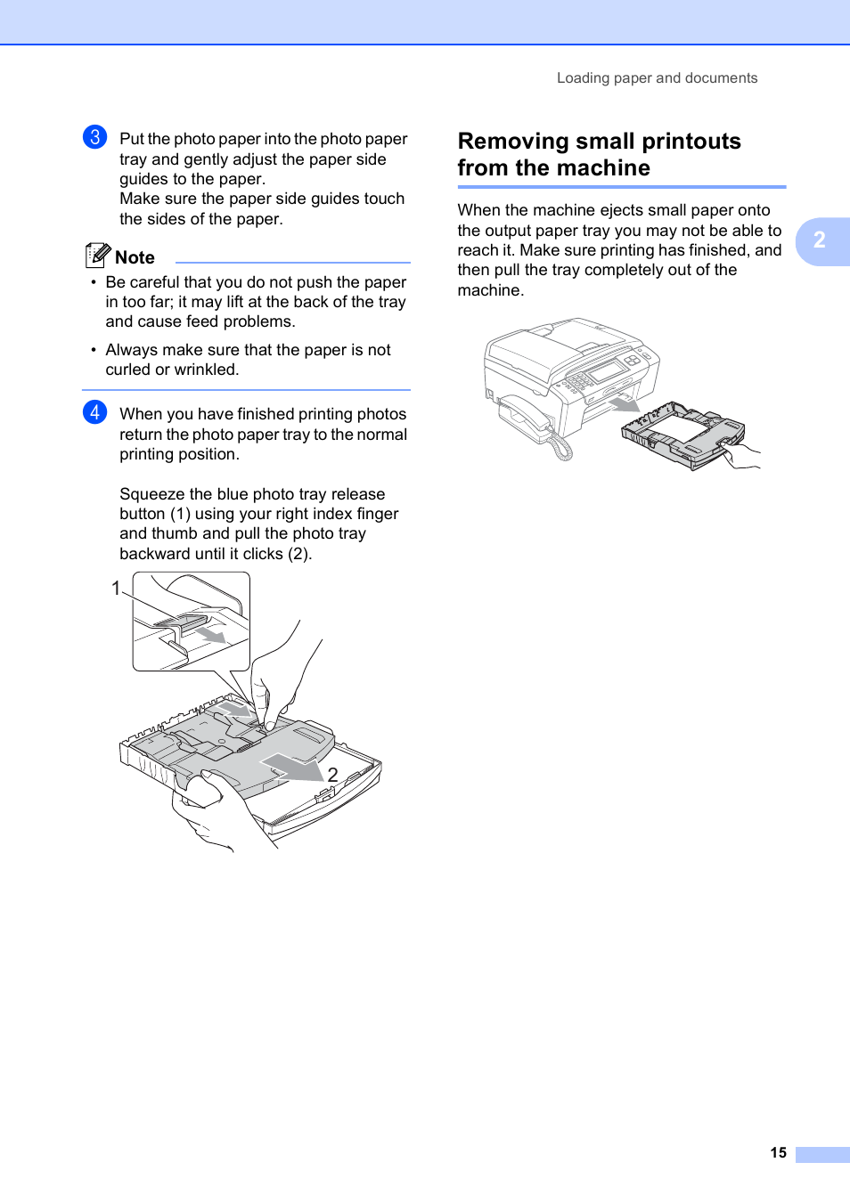 Removing small printouts from the machine | Brother MFC 990cw User Manual | Page 27 / 227