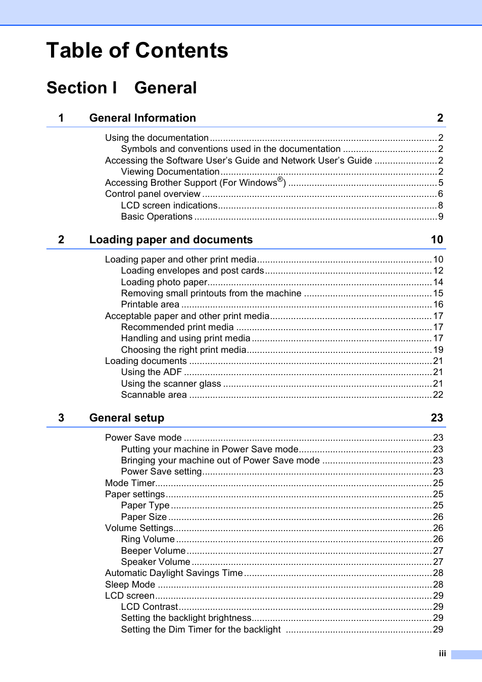Brother MFC 990cw User Manual | Page 5 / 227
