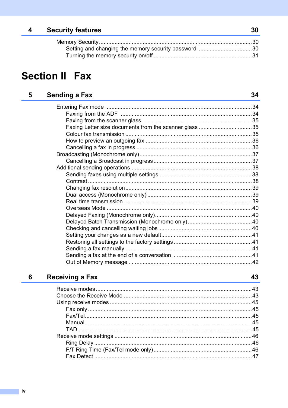 Brother MFC 990cw User Manual | Page 6 / 227