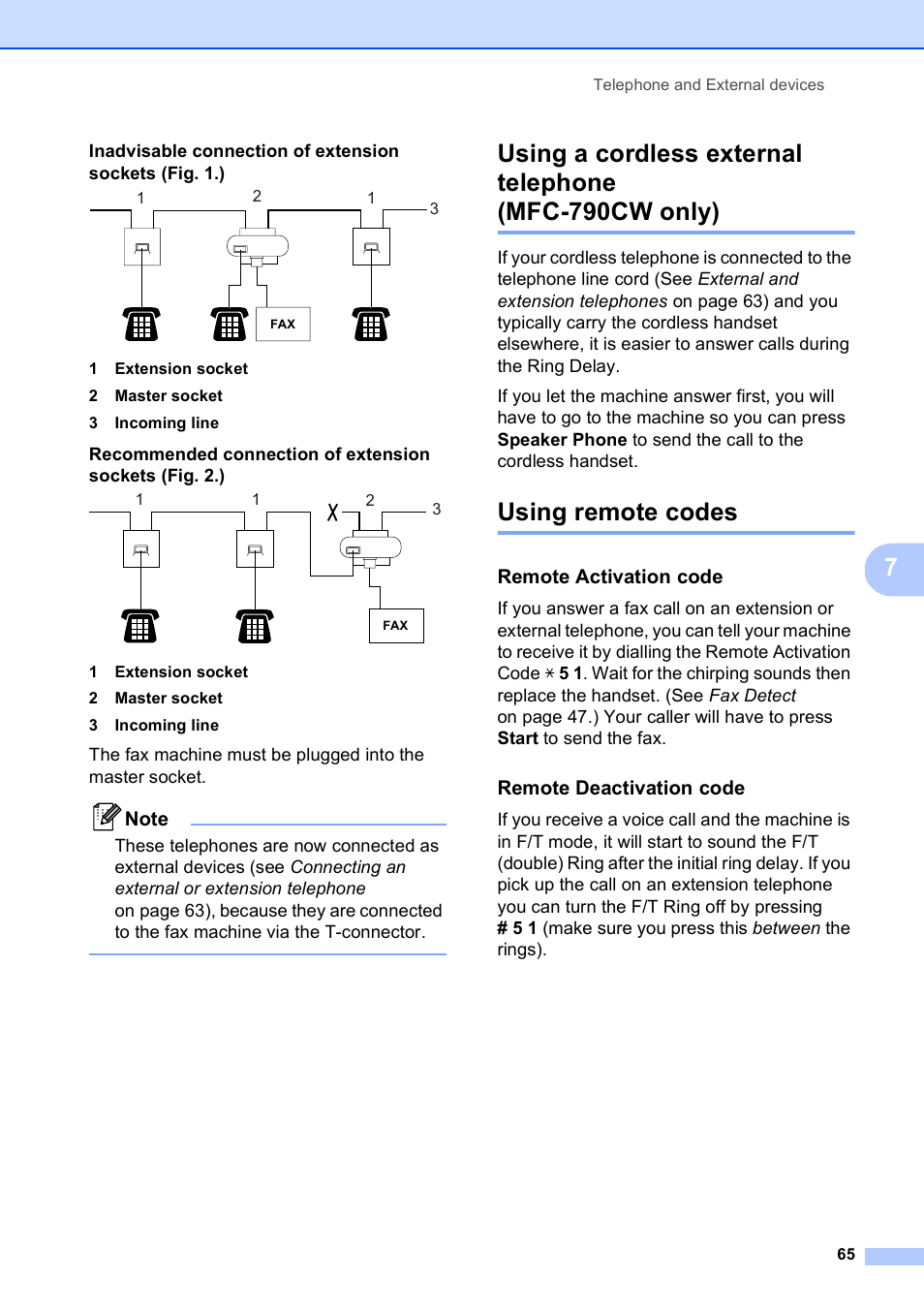 Using remote codes, Remote activation code, Remote deactivation code | Brother MFC 990cw User Manual | Page 77 / 227