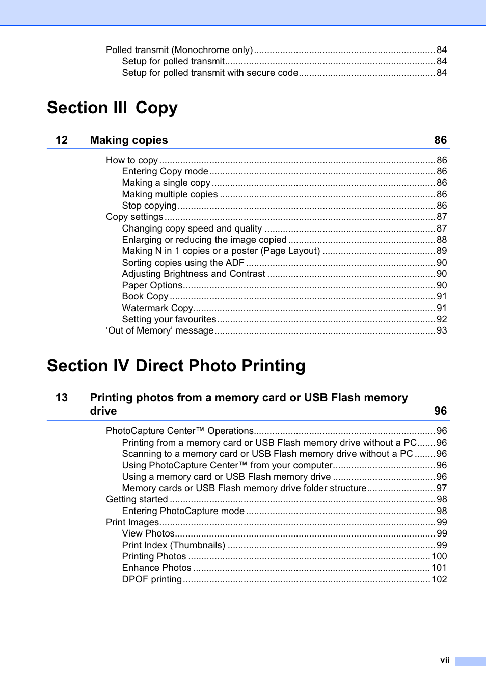 Brother MFC 990cw User Manual | Page 9 / 227