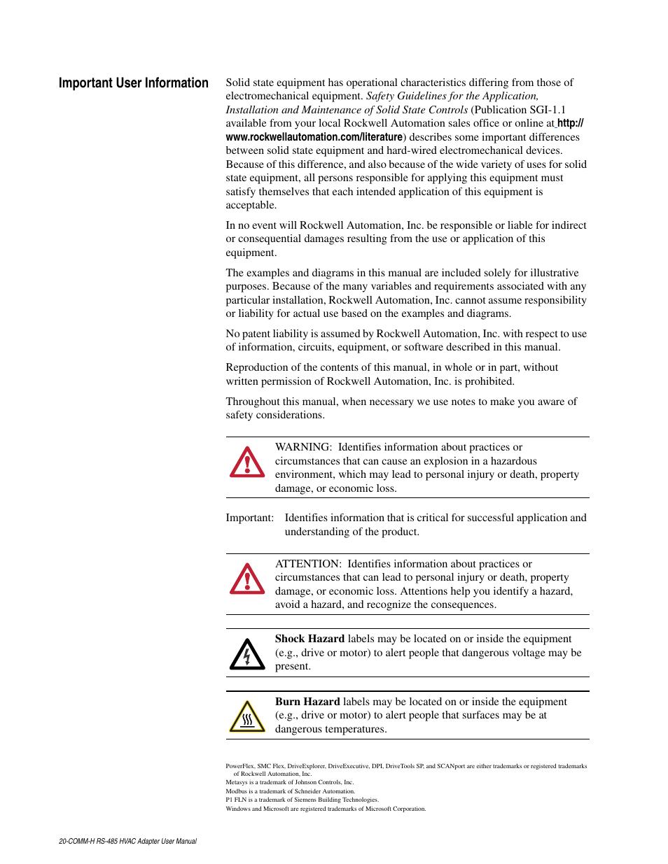 Rockwell Automation 20-COMM-H RS485 HVAC Adapter FRN 2.xxx User Manual | Page 2 / 100