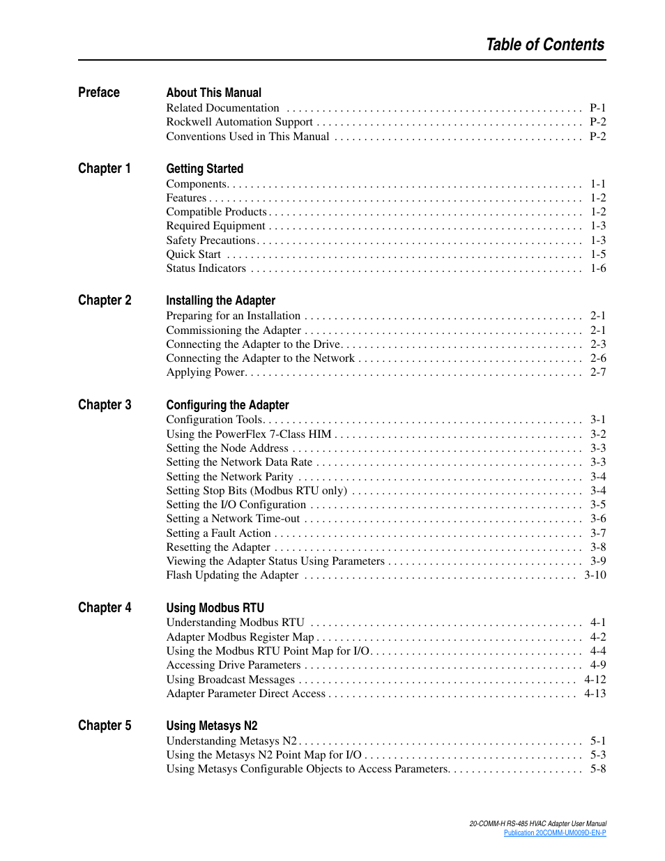 Rockwell Automation 20-COMM-H RS485 HVAC Adapter FRN 2.xxx User Manual | Page 5 / 100