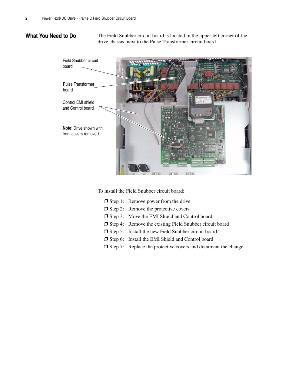 What you need to do | Rockwell Automation 20P PowerFlex DC Drive - Frame C Field Snubber Circuit Board User Manual | Page 2 / 8