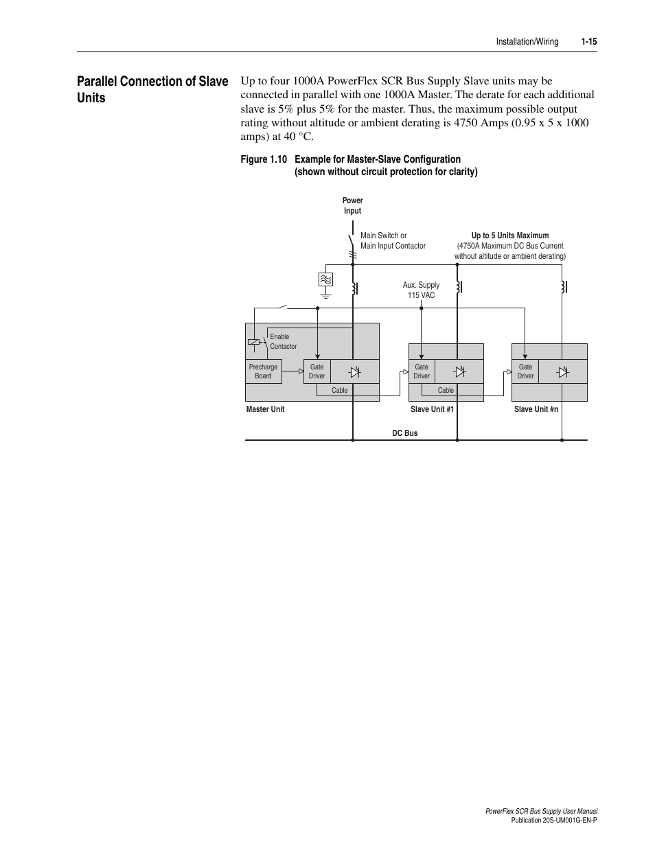 Parallel connection of slave units, Parallel connection of slave units -15 | Rockwell Automation 20G PowerFlex SCR Bus Supply User Manual | Page 29 / 68