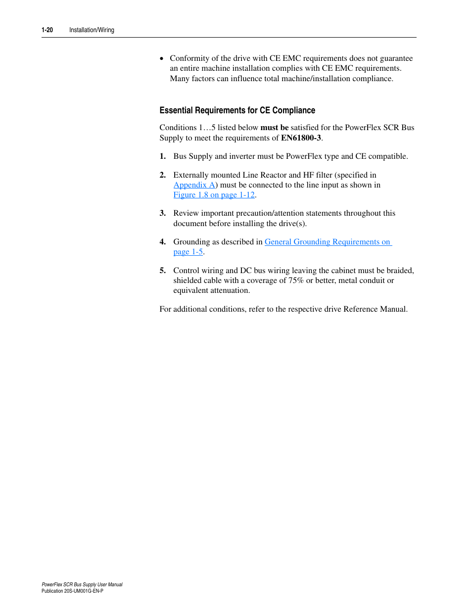 Essential requirements for ce compliance | Rockwell Automation 20G PowerFlex SCR Bus Supply User Manual | Page 34 / 68