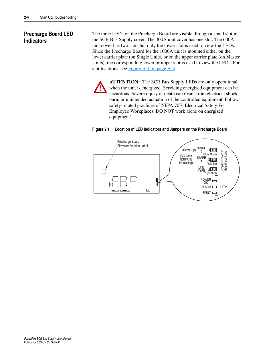 Precharge board led indicators, Precharge board led indicators -4, Figure 2.1 | Rockwell Automation 20G PowerFlex SCR Bus Supply User Manual | Page 38 / 68